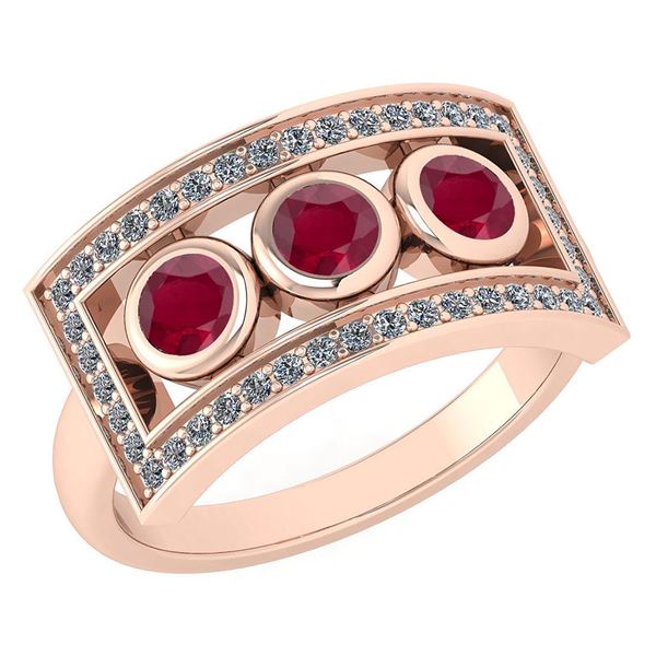 Certified 0.72 Ctw Ruby And Diamond Wedding/Engagement
