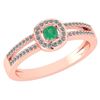 Image 1 : Certified 0.57 Ctw Emerald And Diamond 14k Rose Gold Ha
