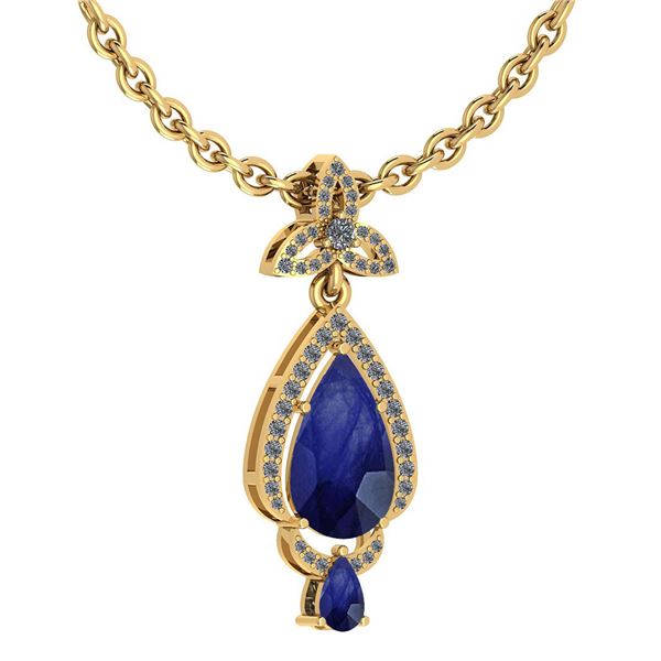 Certified 3.62 Ctw Blue Sapphire And Diamond VS/SI1 Nec