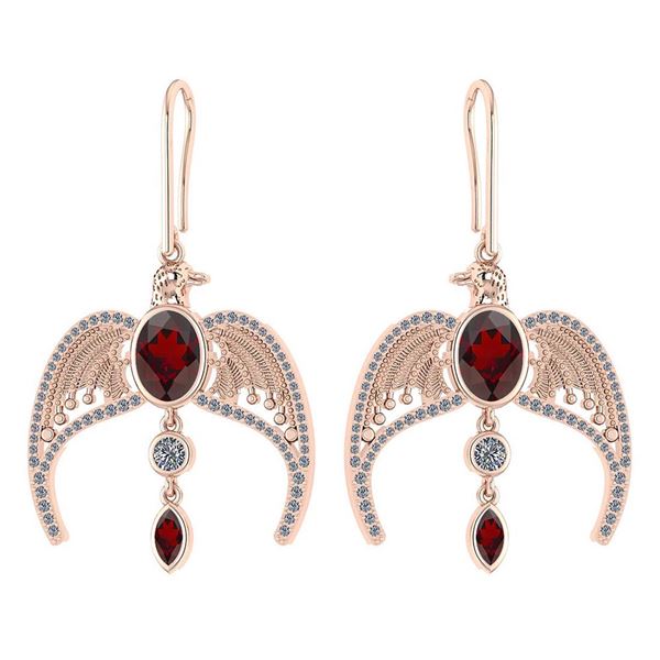 Certified 3.46 Ctw Garnet And Diamond Eagle Wire Hook E