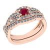 Image 1 : Certified 1.00 Ctw I2/I3 Ruby And Diamond 14K Rose Gold
