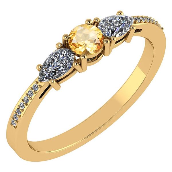 Certified 0.77 Ctw Citrine And Diamond 18K Yellow Gold