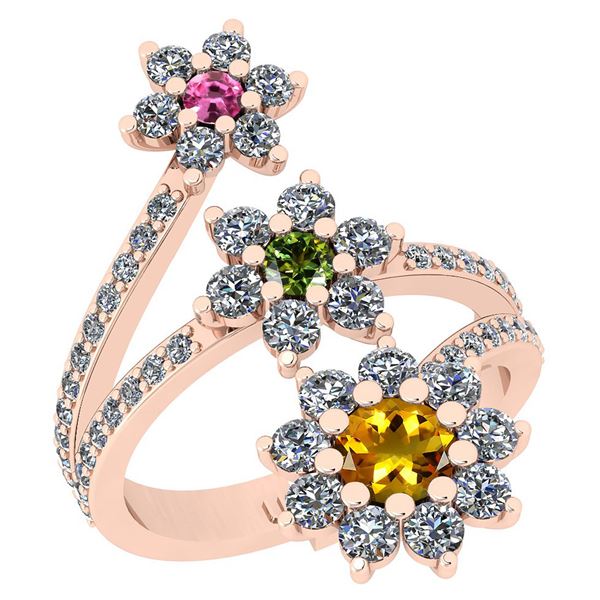 Certified 2.24 Ctw I2/I3 Multi Stone And Diamond 14K Ro