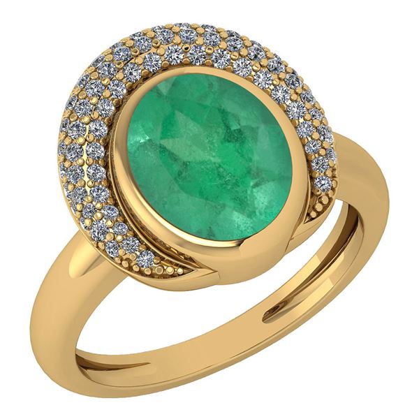 Certified 2.82 Ctw Emerald And Diamond VS/SI1 Halo Ring