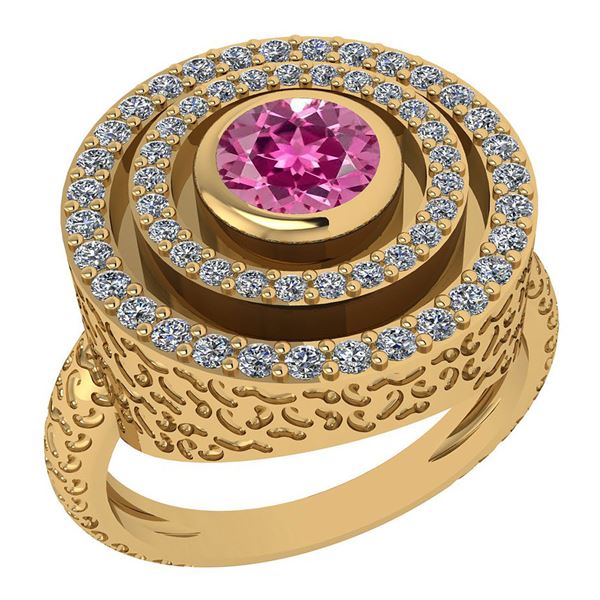 Certified 0.87 Ctw Pink Tourmaline And Diamond Wedding/