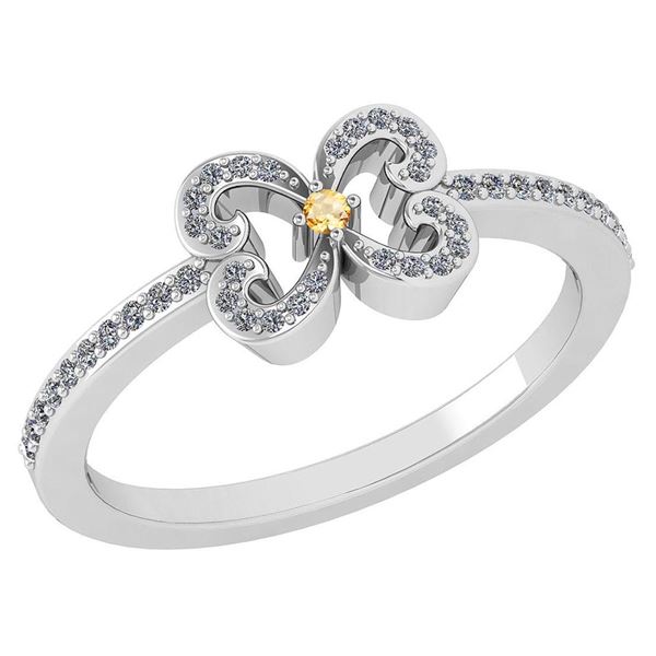 Certified 0.24 Ctw Citrine And Diamond 14k White Gold H