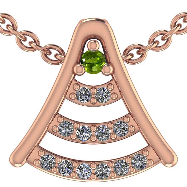 Certified 0.075 Ctw Peridot And Diamond 14k Rose Gold H