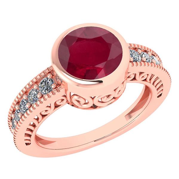 Certified 1.55 Ctw Ruby And Diamond Wedding/Engagement