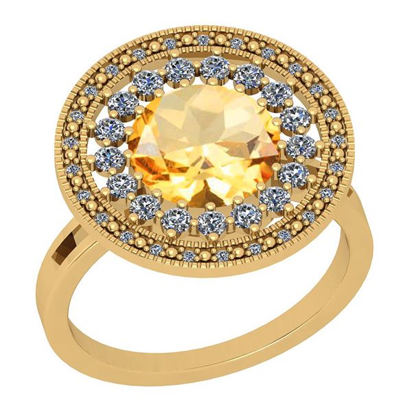 Certified 3.53 Ctw I2/I3 Citrine And Diamond 10K Yellow