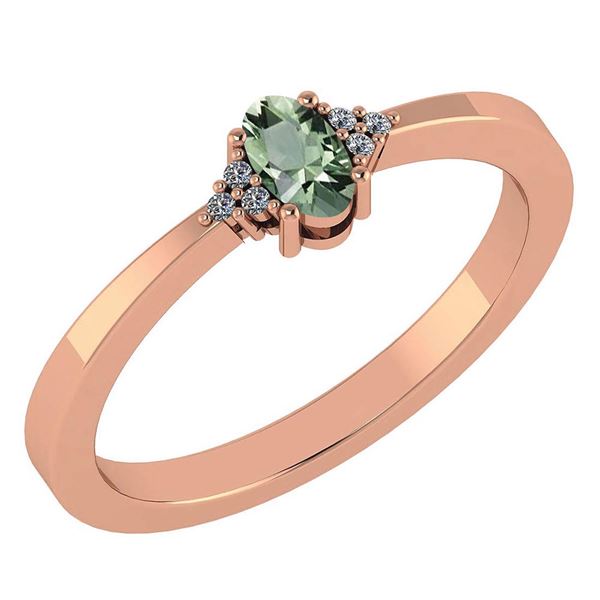 Certified 0.24 CTW Green Amethyst And Diamond 14k Rose