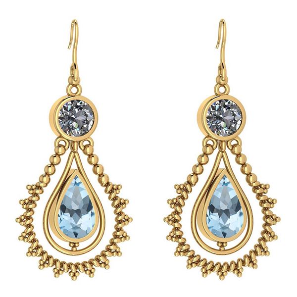 Certified 5.18 Ctw Blue Topaz And Diamond SI2/I1 Dangli