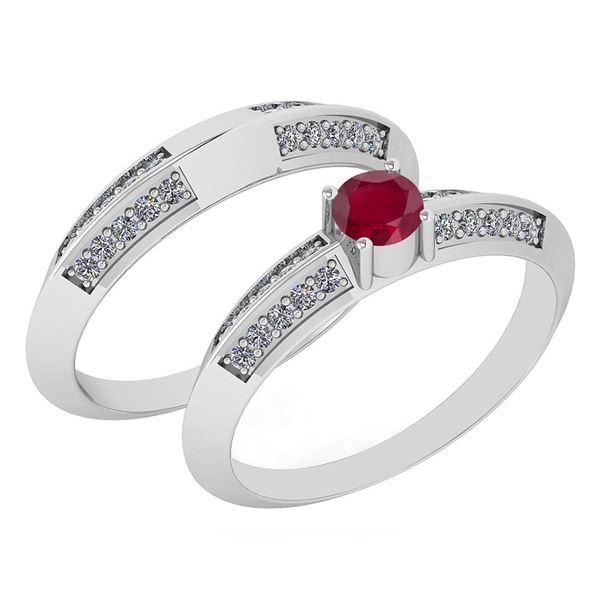 Certified .55 Ctw Ruby And Diamond Wedding/Engagement S