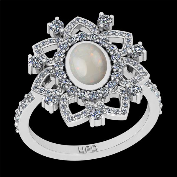 Certified 1.65 Ctw I2/I3 Opal And Diamond 10K White Gol