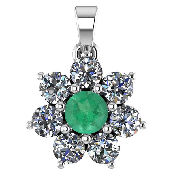 Certified 0.93 Ctw Emerald And Diamond Platinum Halo Pe