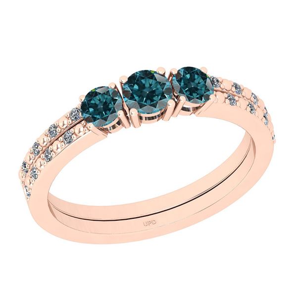 Certified 0.54 Ctw I2/I3 Treated Fancy Blue And Diamond