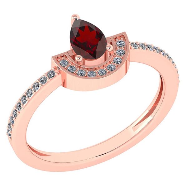 Certified 0.64 Ctw Garnet And Diamond 18k Rose Gold Rin