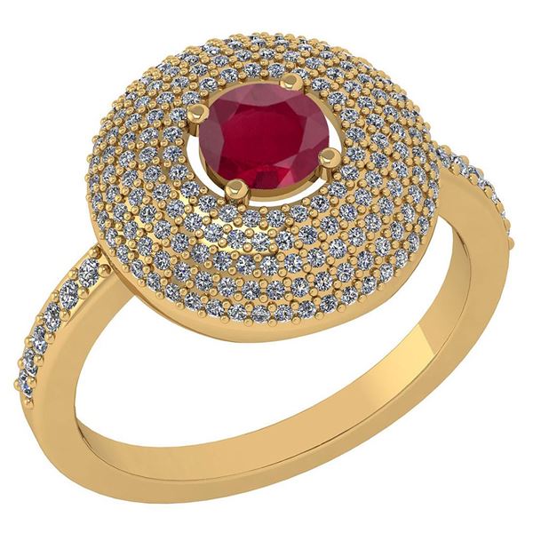 Certified 0.99 CTW Ruby And Diamond 14k Yellow Gold Hal