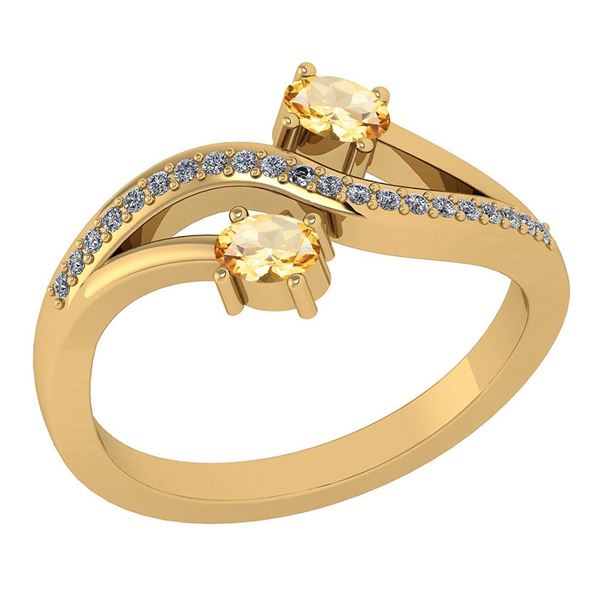 Certified 0.53 Ctw Citrine And Diamond 14k Yellow Gold