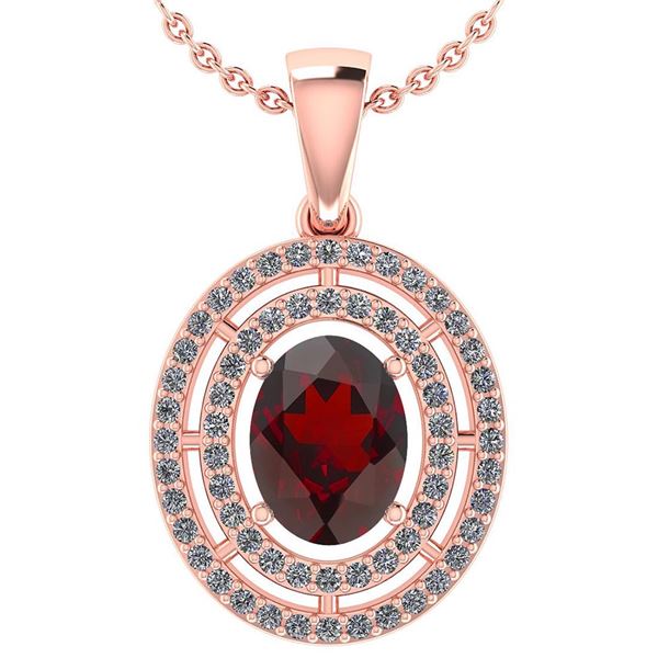 Certified 1.56 CTW Garnet And Diamond 14k Rose Gold Hal