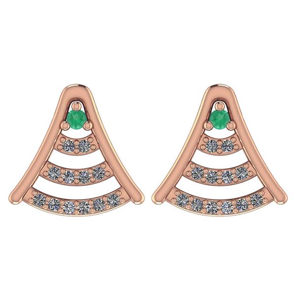 Certified 0.15 Ctw Emerald And Diamond 14k Rose Gold Ha