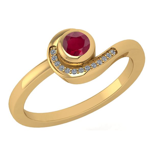 Certified 0.31 Ctw Ruby And Diamond 14K Yellow Gold Pro