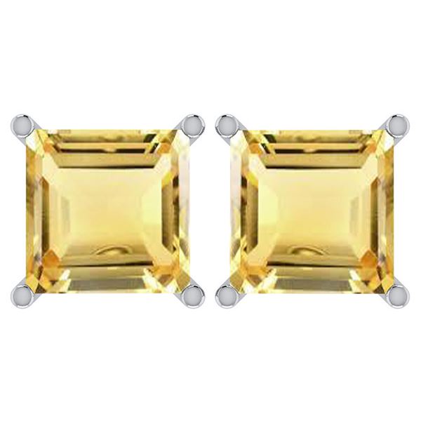 Certified 11.24 Ctw Genuine Citrine 14K White Gold Stud