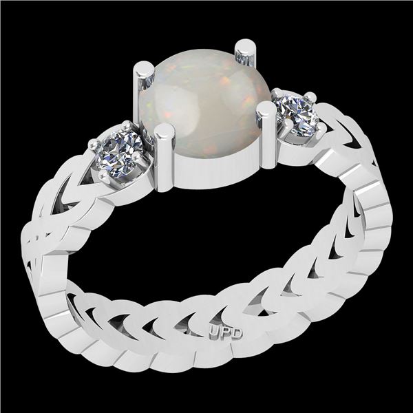 Certified 0.47 Ctw I2/I3 Opal And Diamond 10K White Gol