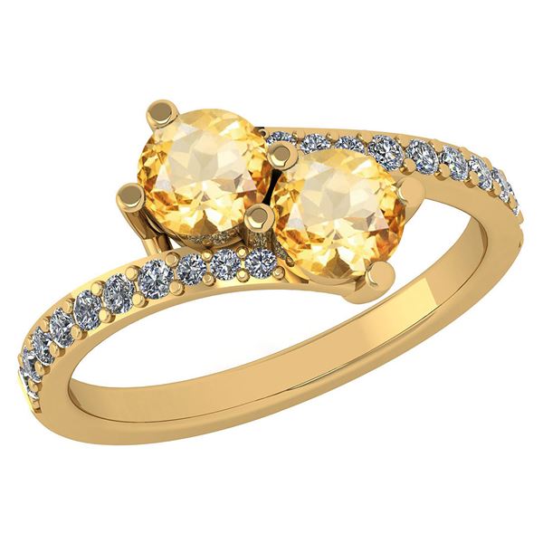 Certified 1.14 Ctw Citrine And Diamond VS/SI1 2 Stone R