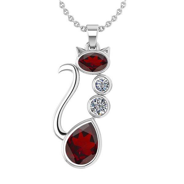 Certified 2.67 Ctw Garnet And Diamond VS/SI1 Cat Neckla