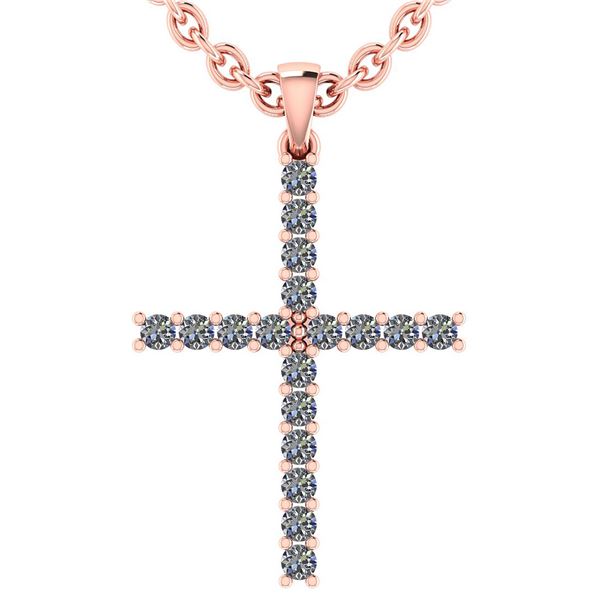 Certified 0.54 Ctw Diamond 18k Rose Gold Pendant