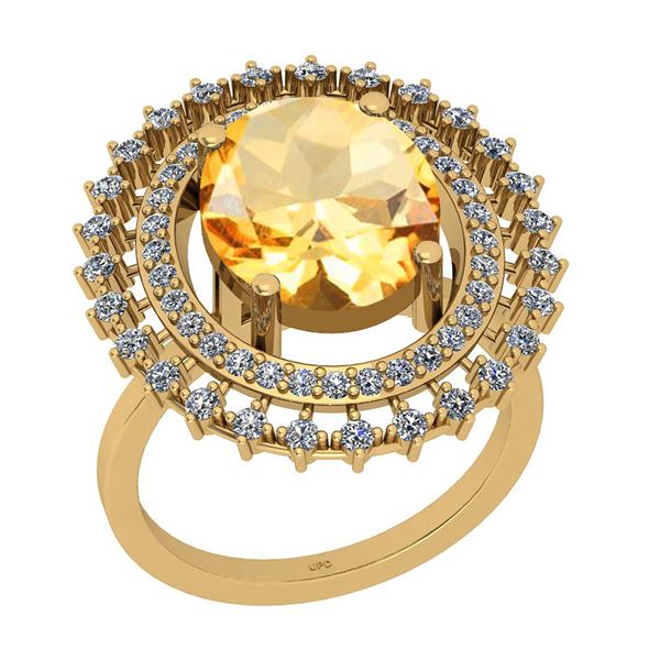 Certified 4.33 Ctw I2/I3 Citrine And Diamond 14K Yellow