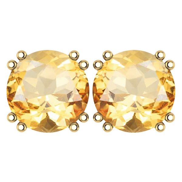 Certified 6.00 Ctw Genuine Citrine 14K Yellow Gold Stud