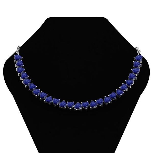 Certified 20.05 Ctw Blue Sapphire Heart Shape Necklace