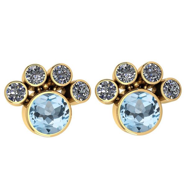 Certified 15.50 Ctw Blue Topaz And Diamond SI2/I1 Earri