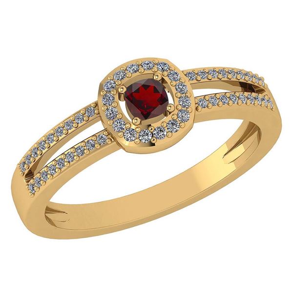 Certified 0.57 Ctw Garnet And Diamond 14k Yellow Gold H