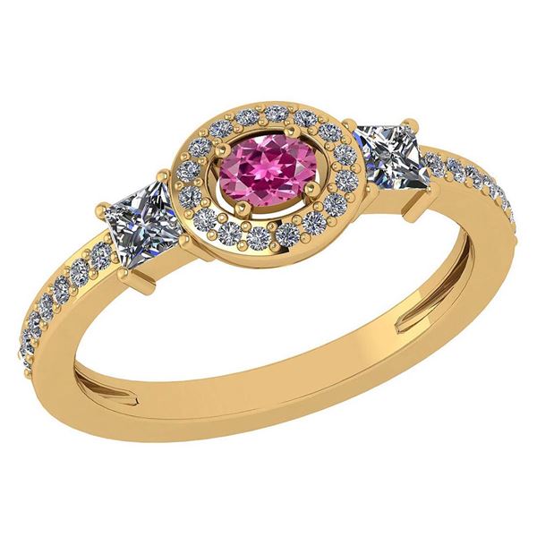 Certified 0.77 Ctw Pink Tourmaline And Diamond 14k Yell