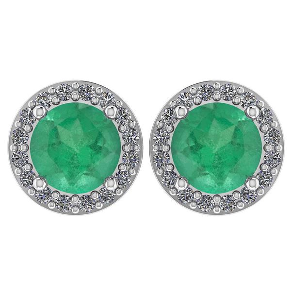 Certified 1.06 Ctw Emerald And Diamond Platinum Halo St