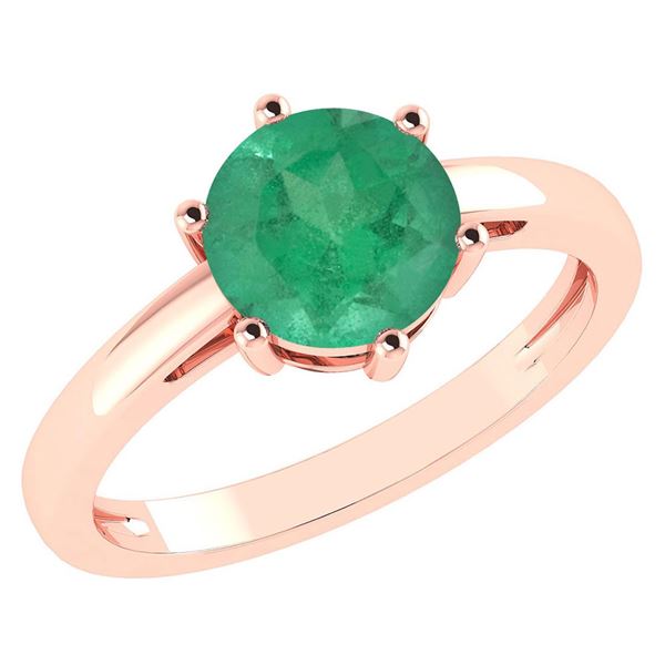 Certified 1.00Ctw Genuine Emerald 14k Rose Gold Halo Ri