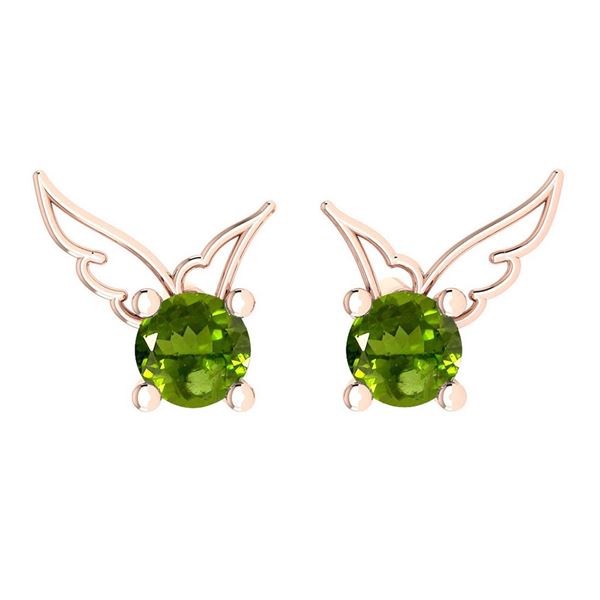 Certified 0.50 Ctw Peridot Stud Earrings 14K Gold Rose