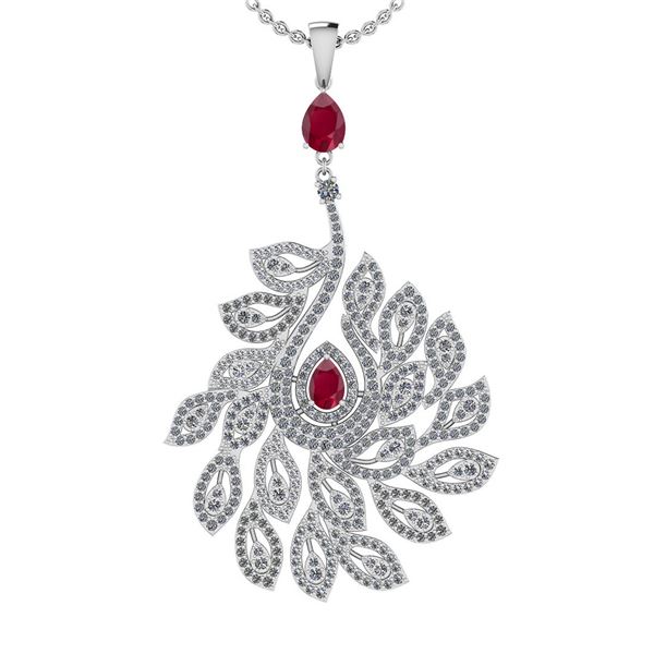 Certified 3.99 Ctw SI2/I1 Ruby And Diamond 14K White Go