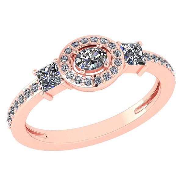 0.77 Ctw Diamond 14k Rose Gold Halo Ring