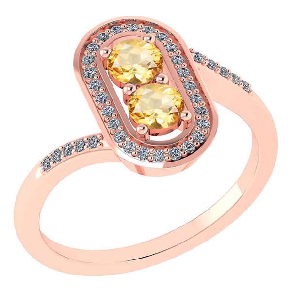 Certified 0.68 Ctw Citrine And Diamond 14k Rose Gold Ha