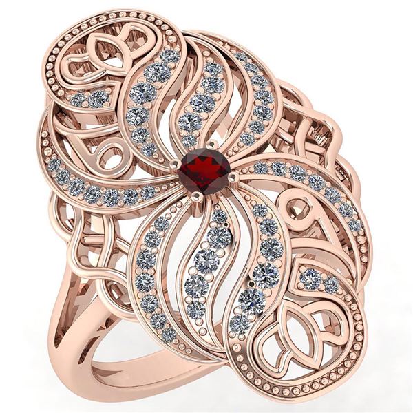 Certified 0.59 Ctw Garnet And White Diamond Wedding/Eng