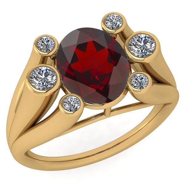Certified 2.82 Ctw Garnet And Diamond VS/SI1 Ring 14k Y
