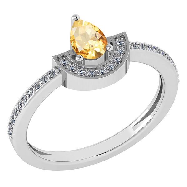 Certified 0.64 Ctw Citrine And Diamond 14k White Gold R