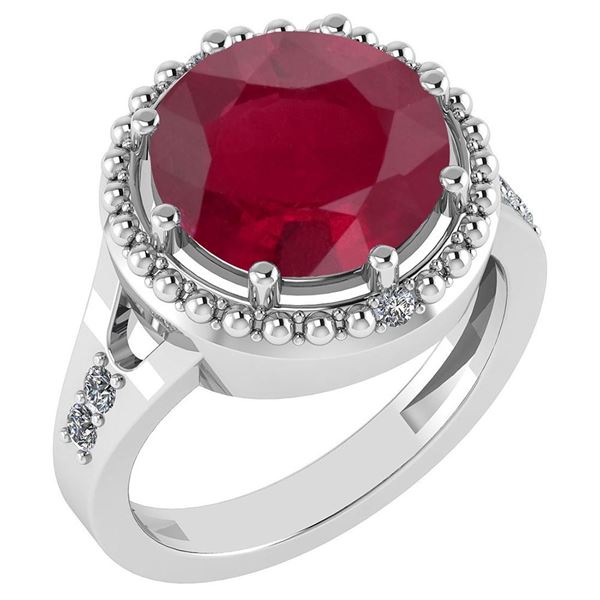 Certified 3.65 Ctw Ruby And Diamond VS/SI1 Halo Ring 14