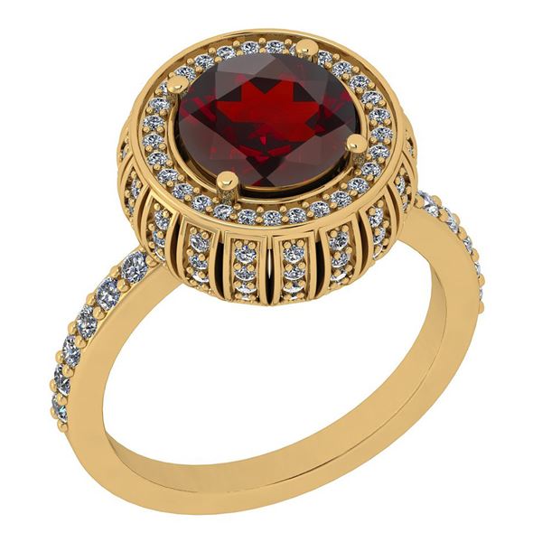 Certified 2.24 Ctw I2/I3 Garnet And Diamond 14K Yellow