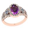 Image 1 : Certified 3.01 Ctw I2/I3 Amethyst And Diamond 10K Rose