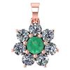 Image 1 : Certified 0.93 Ctw Emerald And Diamond 14k Rose Gold Ha