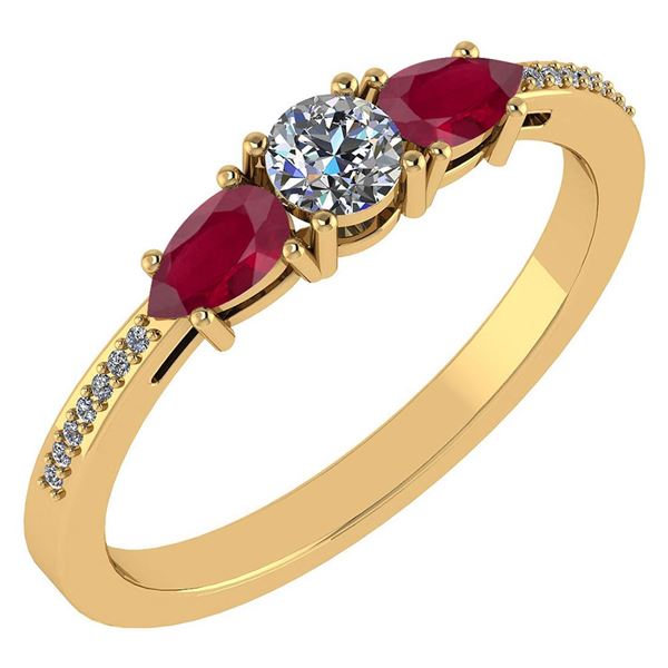 Certified 0.77 Ctw Ruby And Diamond 14k Yellow Gold Hal